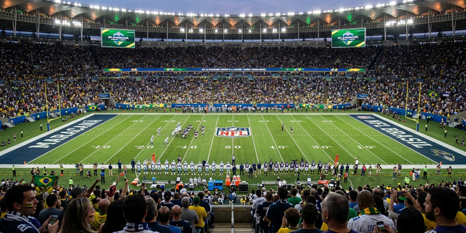 Vá com o transfer executivo da LGW ao jogo da NFL no Maracanã entre Dallas Cowboys e Baltimore Ravens.